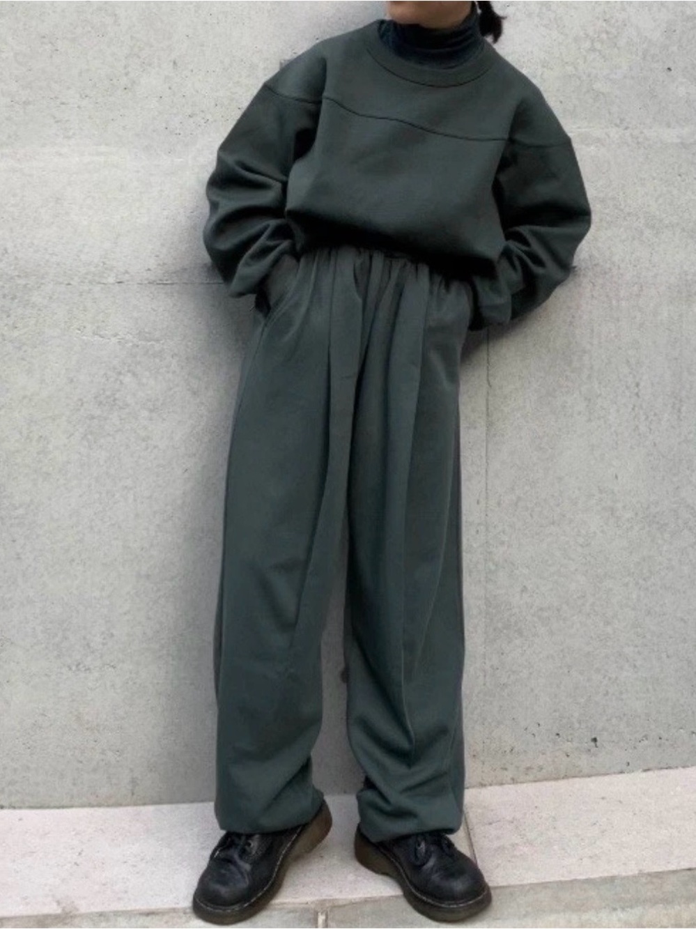 Lemaire UniqloU Dark Green 2-piece Sweatsuit Crewneck Gathered Pants M/L